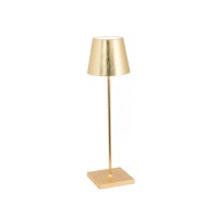 Zafferano Poldina Pro Table Lamp Gold Leaf Touch Onoff Touch Dimmable Cordless Indoor Use Only Led Contact Charging Base