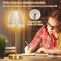 Touch Table Lamp Stepless Dimming Crystal Led Lamp With 3 Modes Rechargeable Battery Powered Small Nightstand Lamp Metal Mode