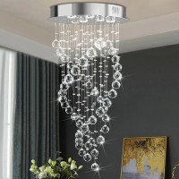 Modern Luxury 6-Lights Spiral Raindrop Crystal Chandeliers For Dining Room, K9 Crystal Ball Flush Mount Ceiling Light Fixture For Living Room,Bedroom,Bathroom,Hallway,Staircase Of Crystop