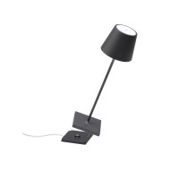 Zafferano Poldina Pro Table Lamp Dark Grey Touch Onoff Touch Dimmable Cordless Indooroutdoor Led Contact Charging Base