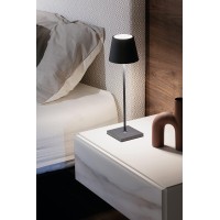 Zafferano Poldina Pro Table Lamp Dark Grey Touch Onoff Touch Dimmable Cordless Indooroutdoor Led Contact Charging Base