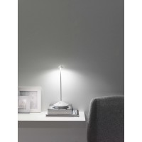 Zafferano Pina Pro Led Table Lamp (Color: White) In Aluminum, Ip54 Protection, Indoor/Outdoor Use, Contact Charging Base, 11