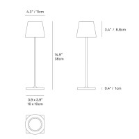 Zafferano Poldina Pro Table Lamp Rust Touch Onoff Touch Dimmable Cordless Indooroutdoor Led Contact Charging Base Powd