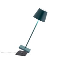 Zafferano Poldina Pro Table Lamp Dark Green Touch Onoff Touch Dimmable Cordless Indooroutdoor Led Contact Charging Base