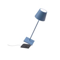 Zafferano Poldina Pro Table Lamp Blue Touch Onoff Touch Dimmable Cordless Indooroutdoor Led Contact Charging Base Powd