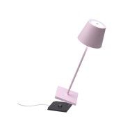 Zafferano Poldina Pro Table Lamp Pink Touch Onoff Touch Dimmable Cordless Indooroutdoor Led Contact Charging Base Powd