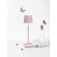 Zafferano Poldina Pro Table Lamp Pink Touch Onoff Touch Dimmable Cordless Indooroutdoor Led Contact Charging Base Powd