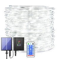 Solar Rope Lights Outdoor Waterproof - 72Ft 200Led Solar Powered Outdoor Rope Lights With Remote Led White Rope Lights Solar Tube Fairy Lights For Pool Fence Tree Path Garden Wedding (Cool White)