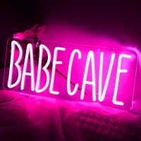 Attneon Babe Cave Neon Sign For Baby Room Wall Decor Pink Led Sign Babecave Light Up Light For Bedroom Store Bar Home Party Kids