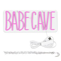 Attneon Babe Cave Neon Sign For Baby Room Wall Decor Pink Led Sign Babecave Light Up Light For Bedroom Store Bar Home Party Kids