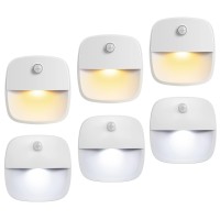 Amir Newest Motion Sensor Light, Cordless Battery-Powered Led Night Light, Wall Light, Closet Lights, Safe Lights For Stairs, Hallway, Bathroom, Kitchen, Cabinet (3 Warm White+3 White)