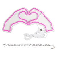 Attneon Heart Neon Sign For Wall Decor Heart Led Light Heart Neon Light For Girls Room Hand Heart Light Decor For Wedding Birt