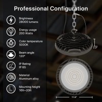 Hyperlite Ufo Led High Bay Light 200W Led High Bay Light 28000Lm Led Shop Light With 5000K With Us Plug High Bay Led Lights For