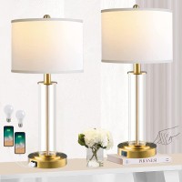 Table Lamps For Living Room Touch Control Gold Lamps For Bedrooms Set Of 2 Modern Bedside Table Lamp With Dual Usb Ports Tall Ni