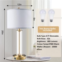 Table Lamps For Living Room Touch Control Gold Lamps For Bedrooms Set Of 2 Modern Bedside Table Lamp With Dual Usb Ports Tall Ni