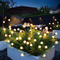 Aofuery Solar Garden Lights,4 Pack 8 Leds Solar Firefly Lights Outdoor Waterproof, Solar Garden Landscape Lights For Yard Patio Pathway Decoration, Warm White