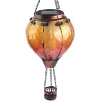 Teyigarden Hot Air Balloon Solar Lantern Glass Outdoor Solar Hot Air Balloon Lanterns With Flickering Flame Lights For Garden P