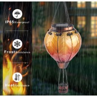 Teyigarden Hot Air Balloon Solar Lantern Glass Outdoor Solar Hot Air Balloon Lanterns With Flickering Flame Lights For Garden P