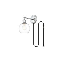 Wesson 1 Light Chrome And Clear Plug In Wall Sconce