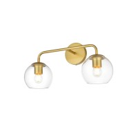 Genesis 2 Light Brass And Clear Bath Sconce