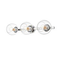 Rogelio 3 Light Chrome And Clear Bath Sconce