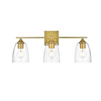 Harris 3 Light Brass And Clear Bath Sconce