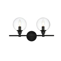 Jaelynn 2 Light Black And Clear Bath Sconce