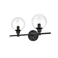 Jaelynn 2 Light Black And Clear Bath Sconce