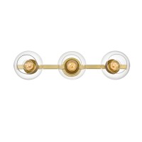 Rogelio 3 Light Brass And Clear Bath Sconce