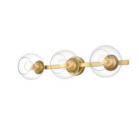 Rogelio 3 Light Brass And Clear Bath Sconce