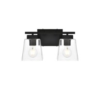 Merrick 2 Light Black And Clear Bath Sconce