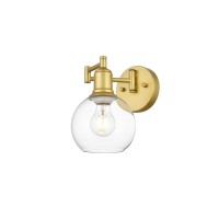 Davian 1 Light Brass And Clear Swing Arm Wall Sconce