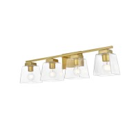 Merrick 4 Light Brass And Clear Bath Sconce