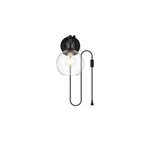 Wesson 1 Light Black And Clear Plug In Wall Sconce