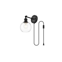 Wesson 1 Light Black And Clear Plug In Wall Sconce