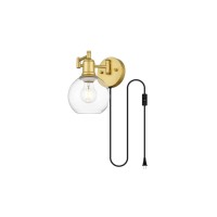 Caspian 1 Light Brass And Clear Swing Arm Plug In Wall Sconce