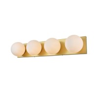 Jaylin 4 Light Brass And Frosted White Bath Sconce