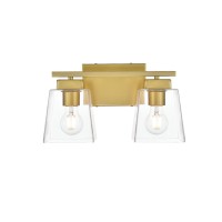 Merrick 2 Light Brass And Clear Bath Sconce