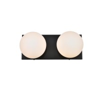 Jaylin 2 Light Black And Frosted White Bath Sconce