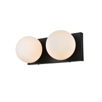 Jaylin 2 Light Black And Frosted White Bath Sconce