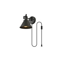 Jair 1 Light Black Swing Arm Plug In Wall Sconce