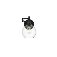 Davian 1 Light Black And Clear Swing Arm Wall Sconce