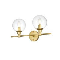 Jaelynn 2 Light Brass And Clear Bath Sconce