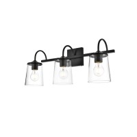 Avani 3 Light Black And Clear Bath Sconce