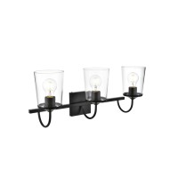 Avani 3 Light Black And Clear Bath Sconce