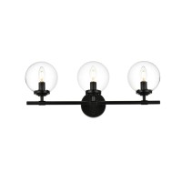 Ingrid 3 Light Black And Clear Bath Sconce