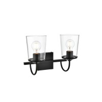 Avani 2 Light Black And Clear Bath Sconce