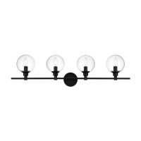 Jaelynn 4 Light Black And Clear Bath Sconce