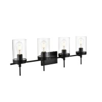 Benny 4 Light Black And Clear Bath Sconce