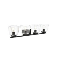 Merrick 4 Light Black And Clear Bath Sconce